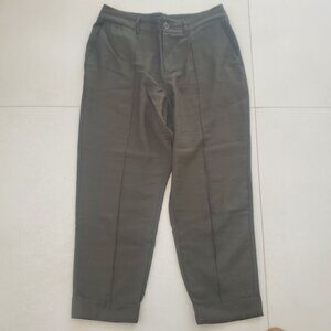 A New Day High Rise Ankle Pants Cuffed Seam Elastic Waist Dk Olive Green  14